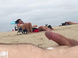 best of On cock beach handjob yellow butt