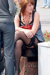 Stockings women street upskirt