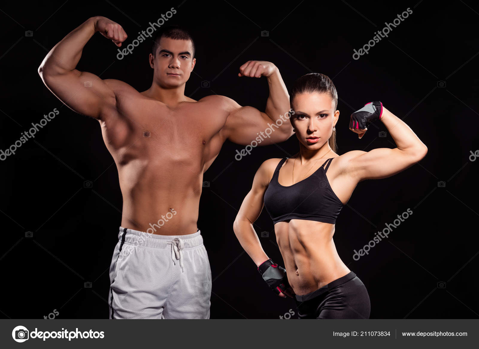 Girl flex some nice peaked biceps